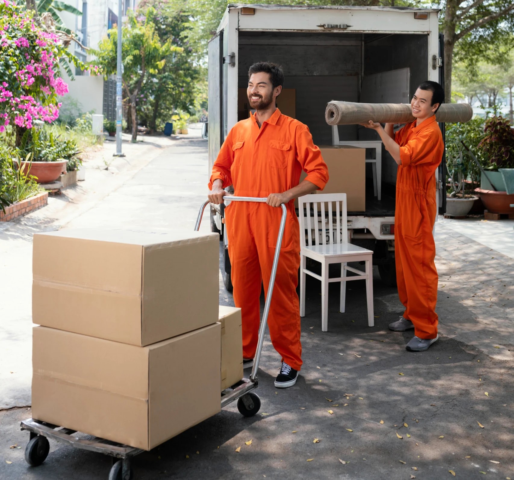 Appliance Moving Service Crew Protecting Floors In Johnston